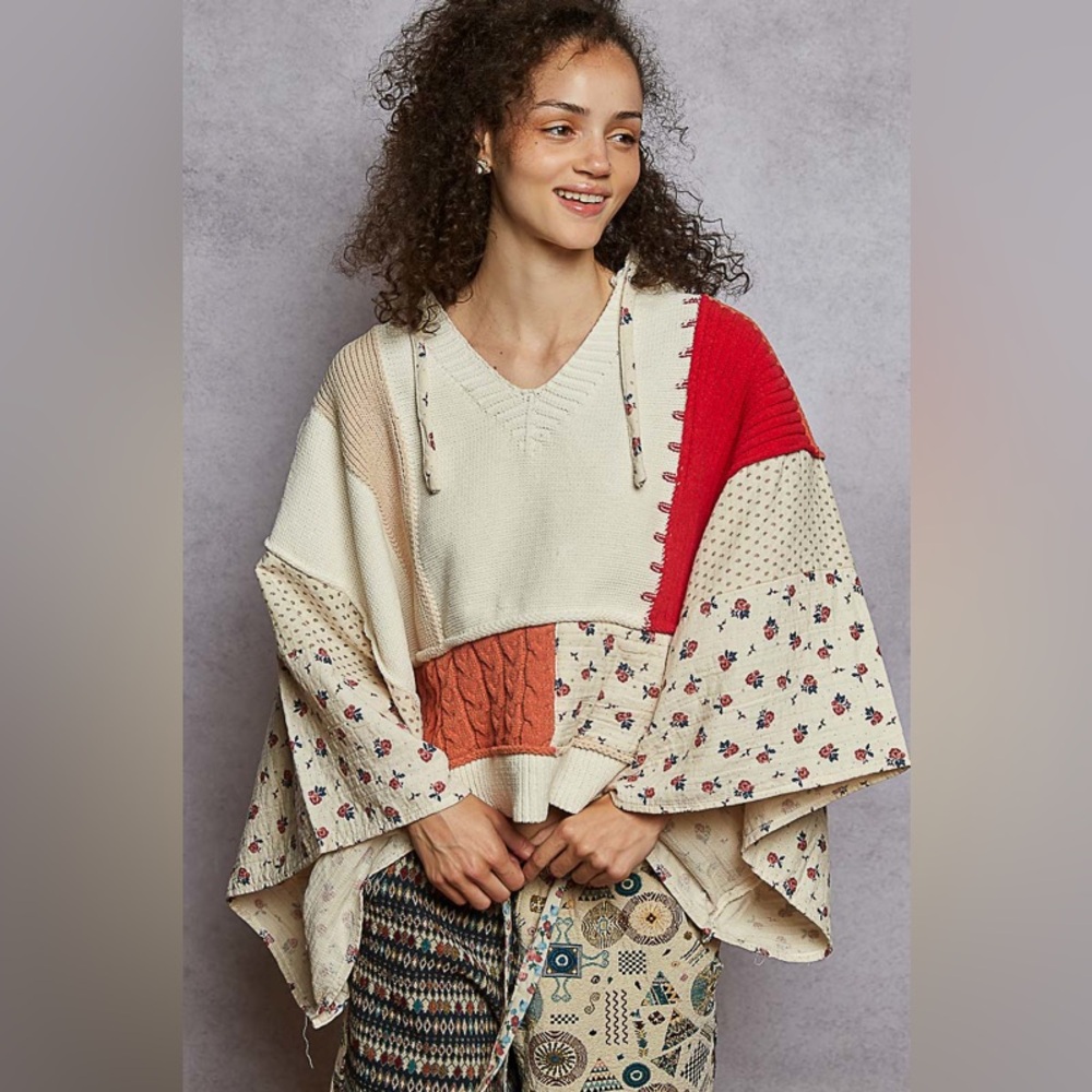 POL Multicolor Patchwork Poncho